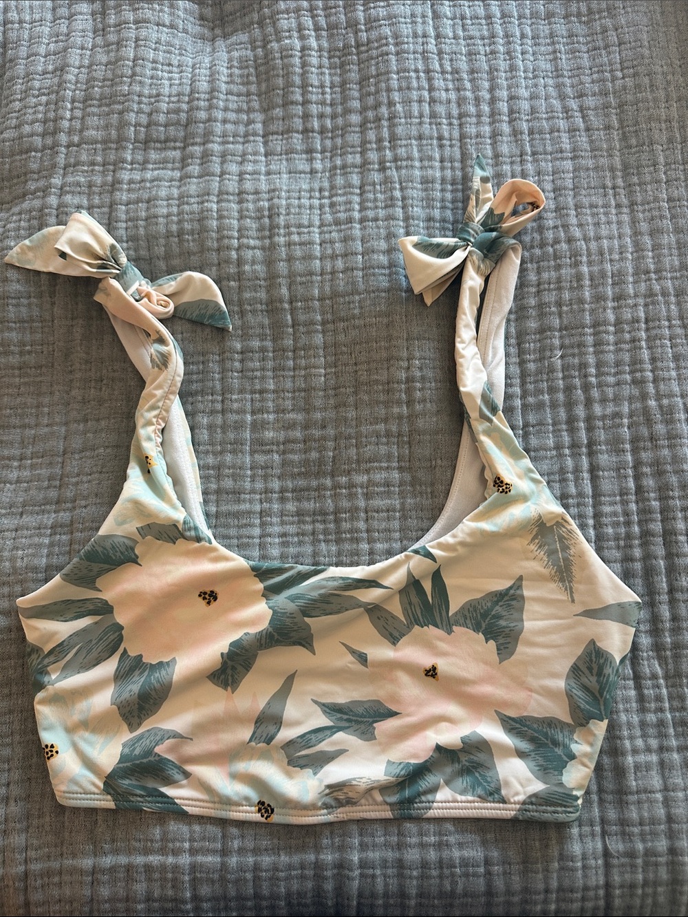 Billabong Floral Tie-Shoulder Bikini Top - Cream & Green